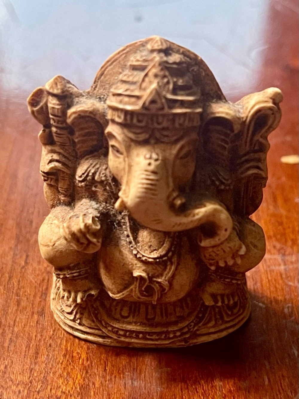 Vtg Handcrafted Wood Lord Ganesh Figurine